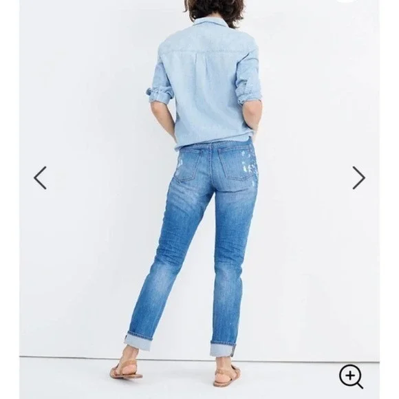 madewell high rise slim boyfriend fit paint jeans​